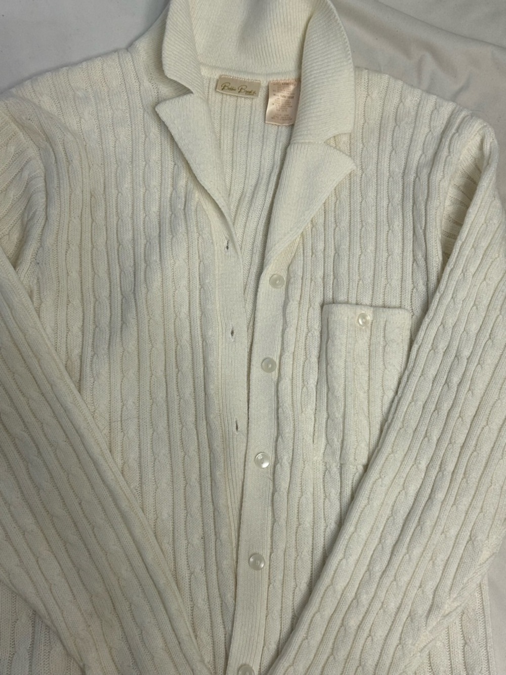Brooks Cream Ribbed Knit Cardigan - Picture 3 of 4